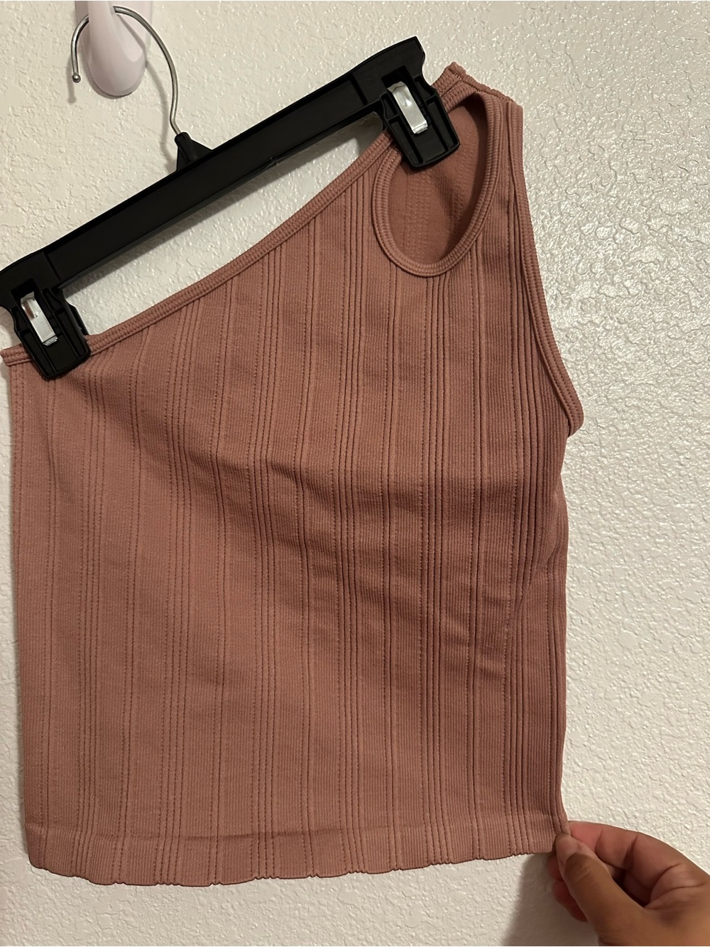 Dynamic  One-Shoulder Ribbed Camisole in Dusty Rose